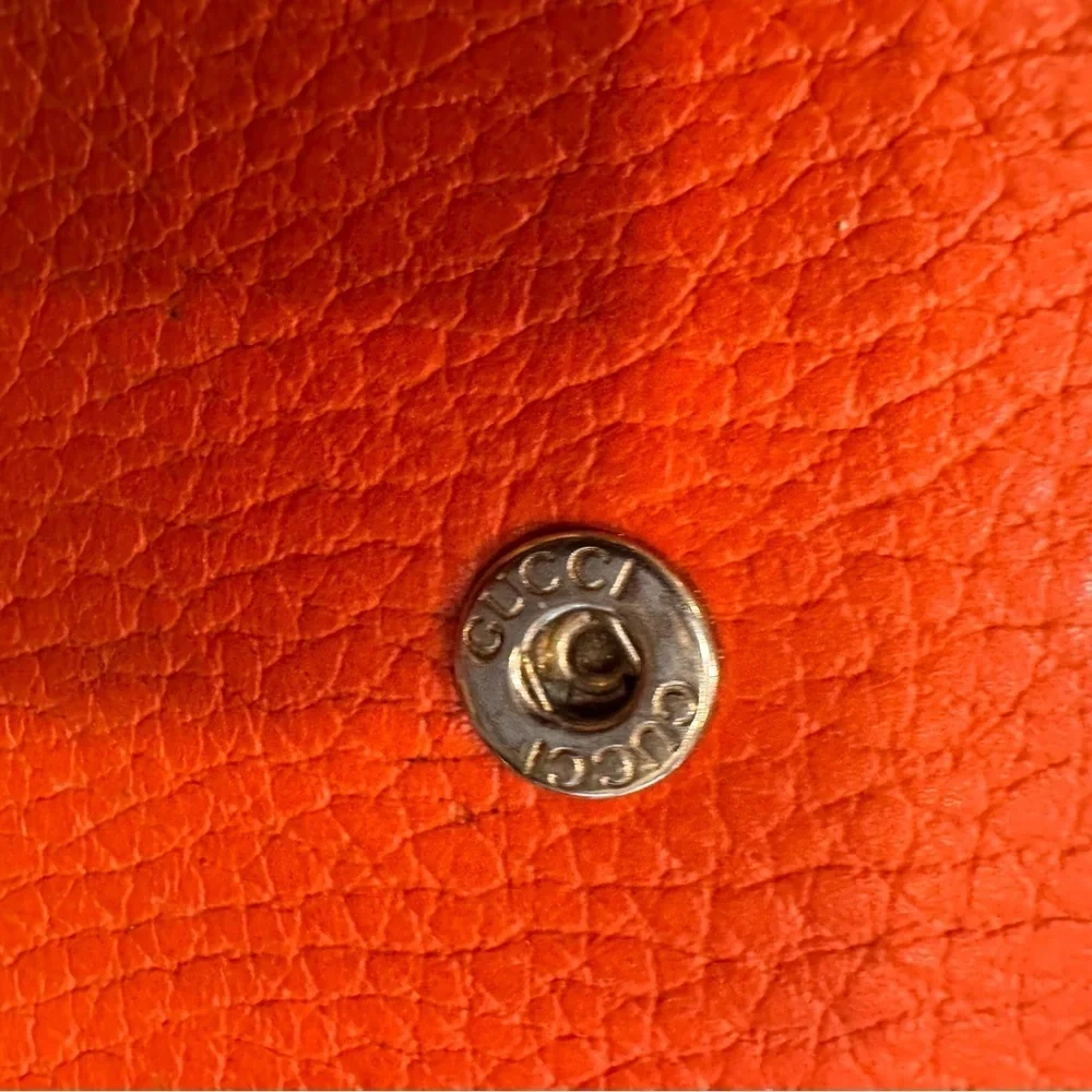 GUCCI women’s long wallet interlocking G pebbled leather Orange EUC